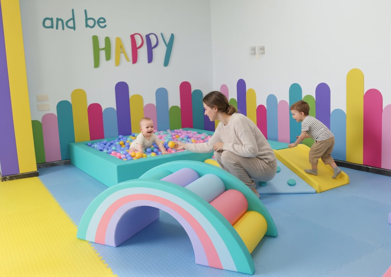 Bebé jugando en un baby gym